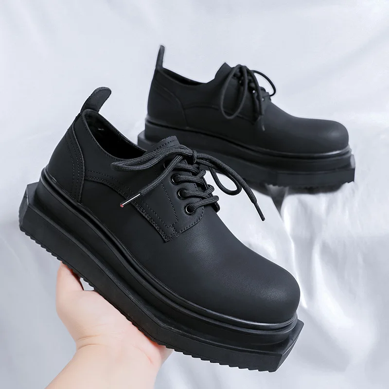 men luxury fashion platform shoes lace-up genuine leather oxford shoe punk rock dress brand designer sneakers stylish footwear