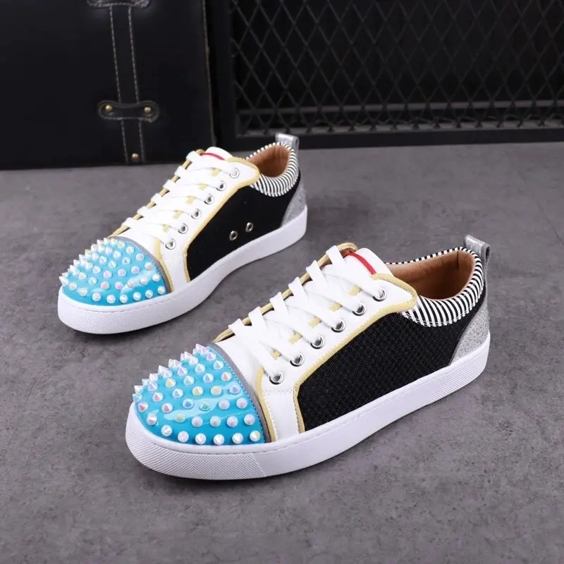 men luxury fashion rivets shoes stage punk dress lace-up flats platform shoe brand designer breathable footwear summer sneakers - Image 4